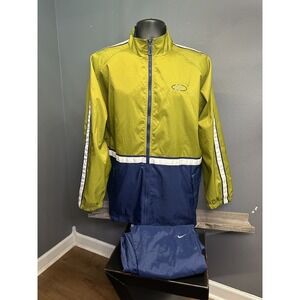 Nike Tracksuit Set Full Zip Athletic Running Windbreaker Green Womens Lg Vintage